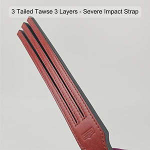 3-tail leather tawse handcrafted from three layers of Italian cowhide