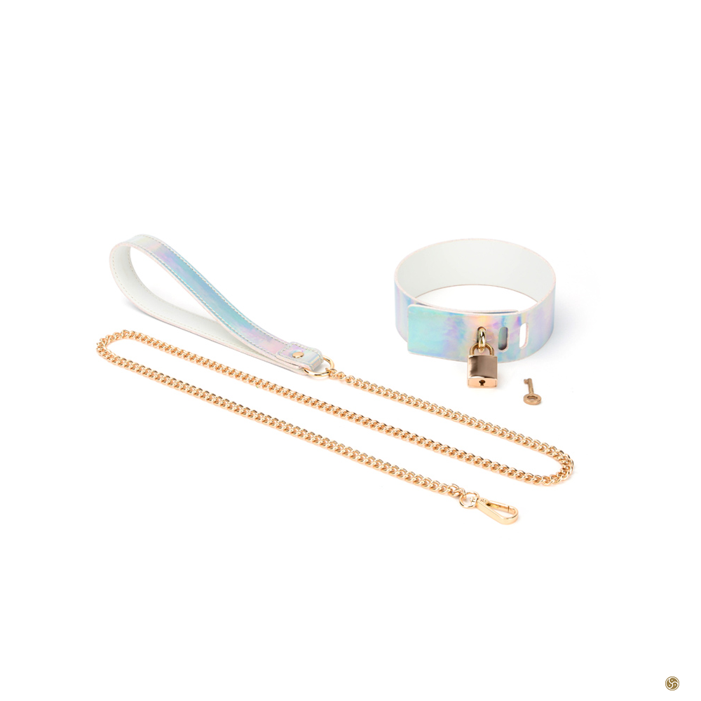Lock Coler Aurora BDSM Lock Collar with Leash - OZGAGA