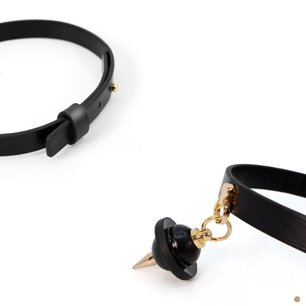 BDSM K9 Silent Bell Genuine Leather Choker