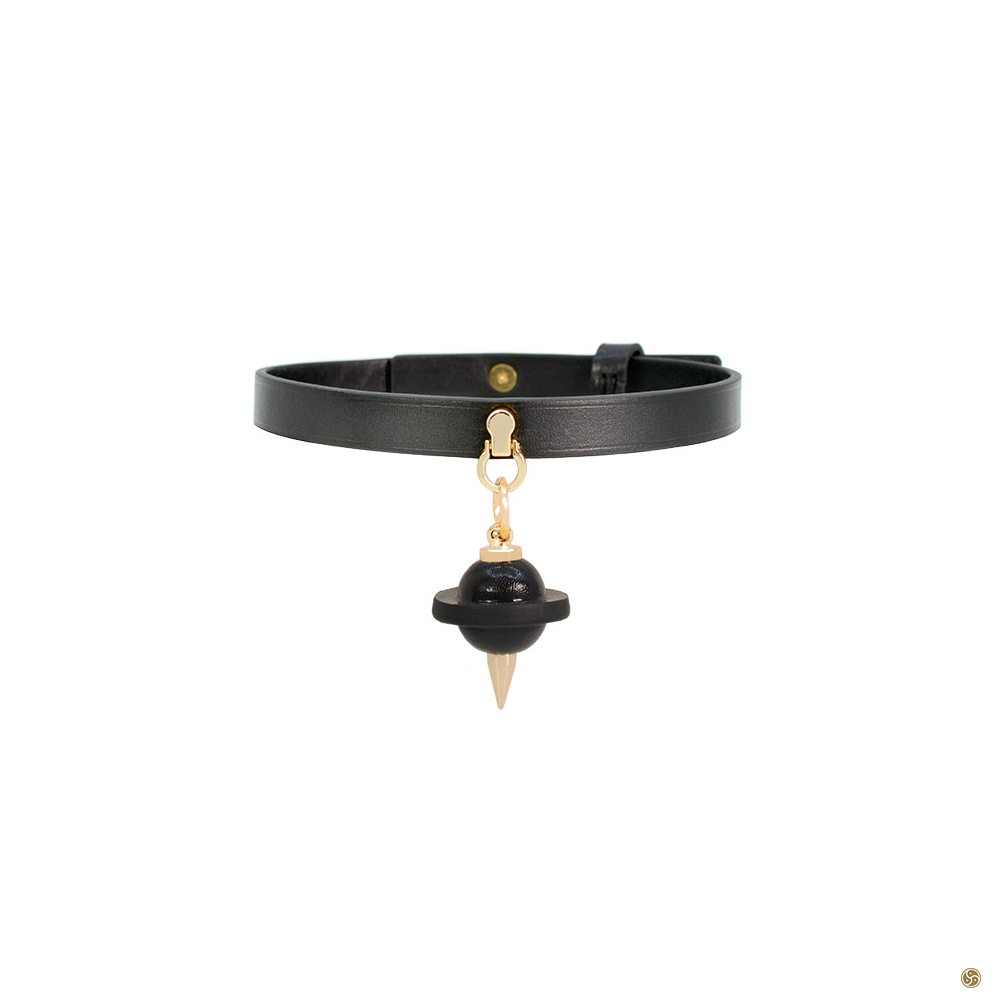 BDSM K9 Silent Bell Genuine Leather Choker