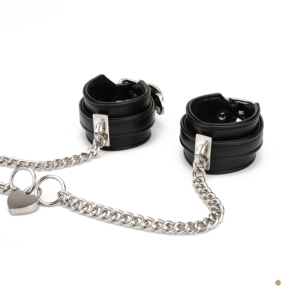 Wrist Handcuffs with Heart Lock Chain
