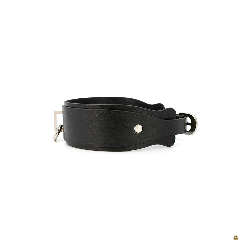 Midnight Panther BDSM Genuine Leather Submissive Collar with Leash