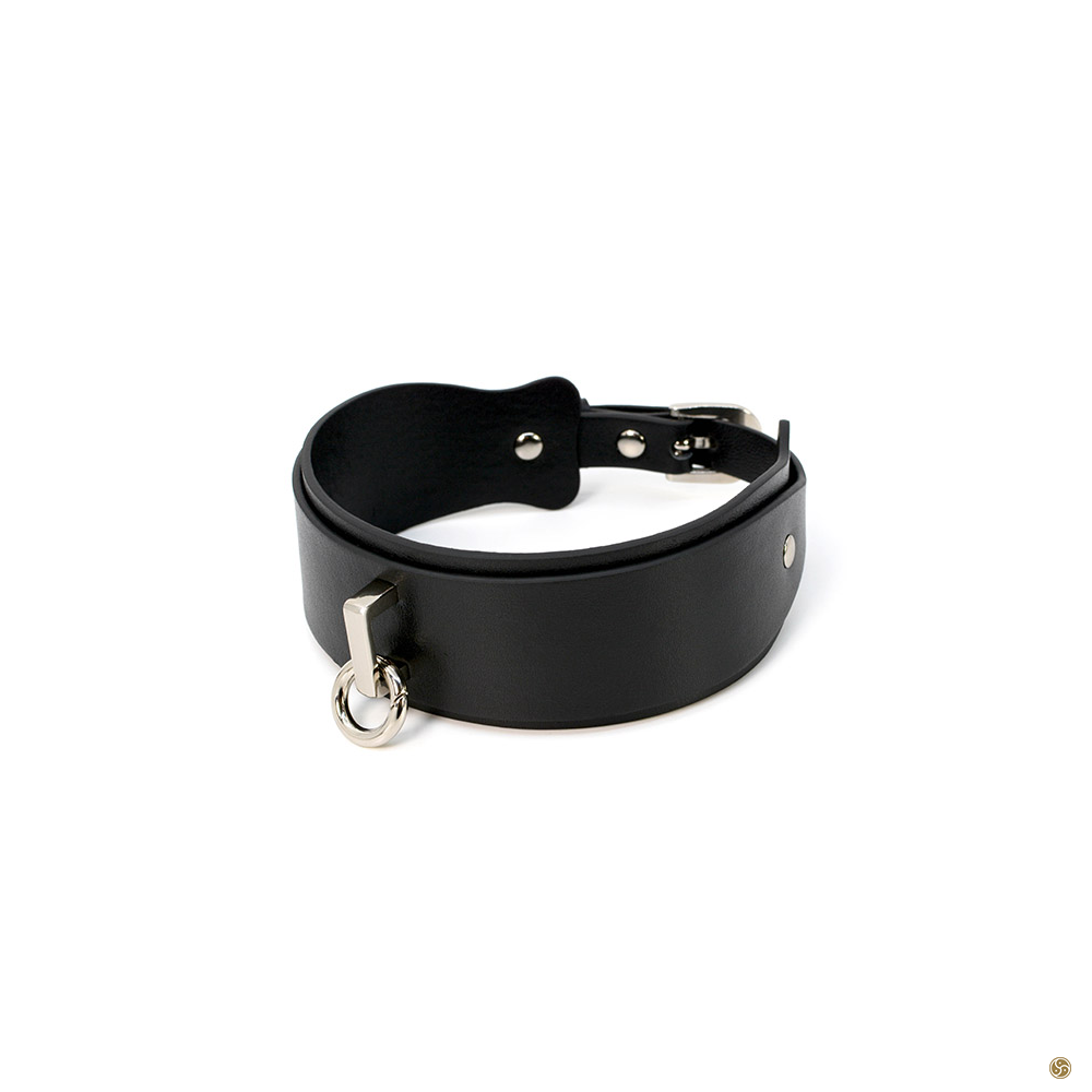 Midnight Panther BDSM Genuine Leather Submissive Collar with Leash