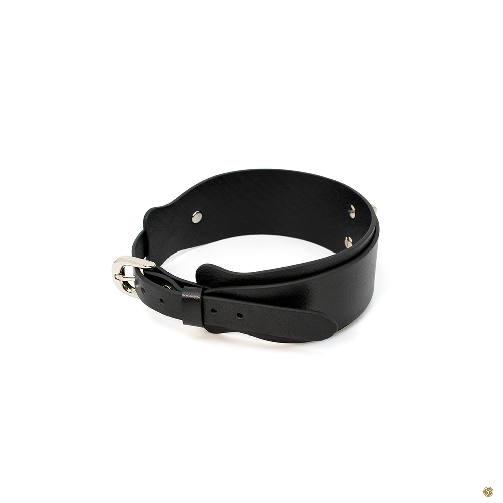 Midnight Panther BDSM Genuine Leather Submissive Collar with Leash