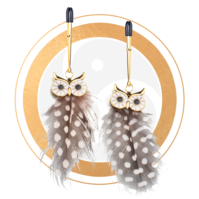 Beautiful Owl Quill Nipple Clamps