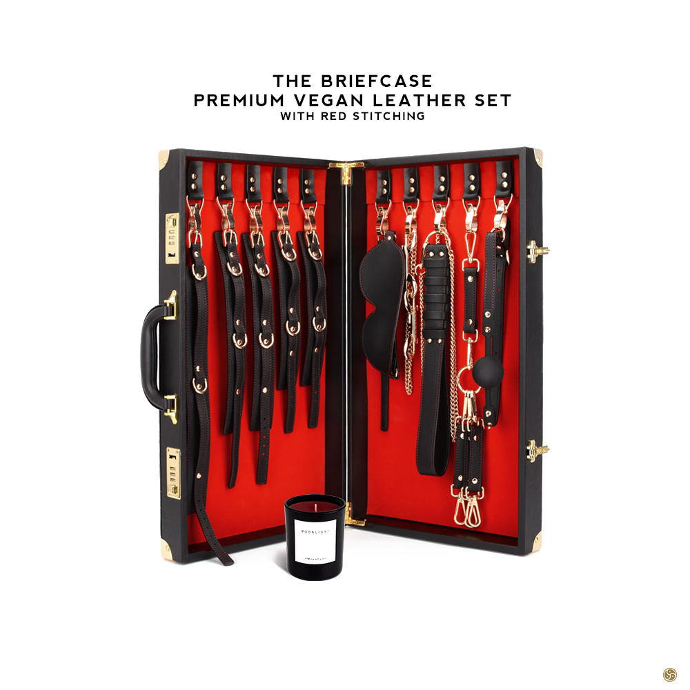 Luxury BDSM Briefcase Full-Grain Leather Set