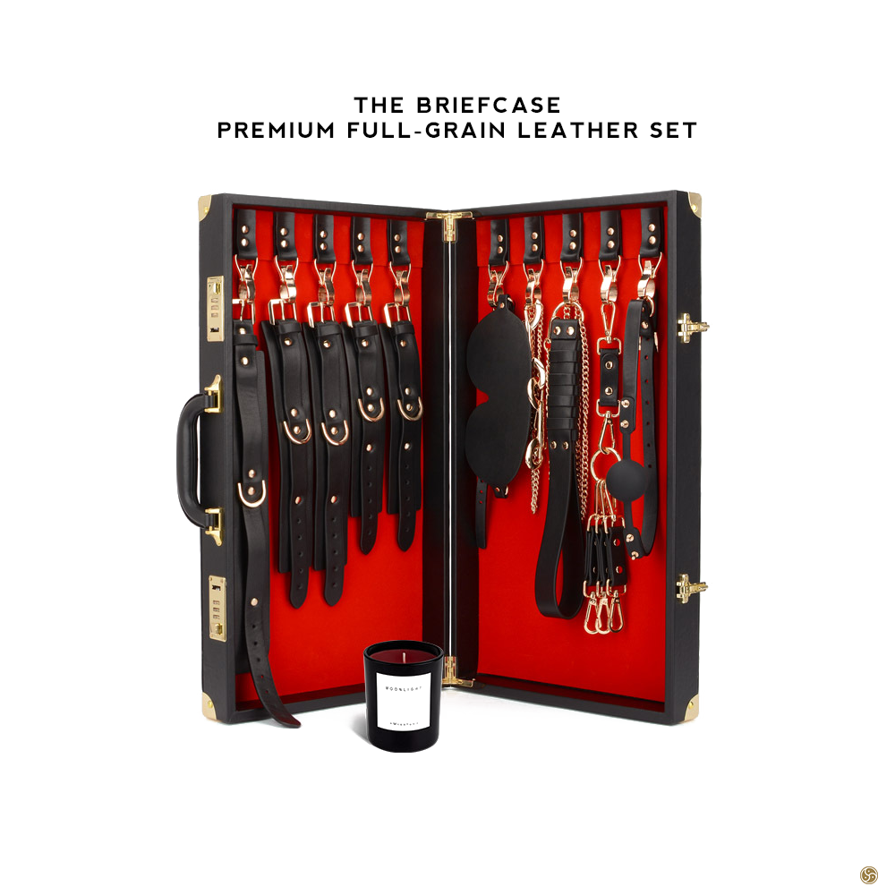 Luxury BDSM Briefcase Full-Grain Leather Set
